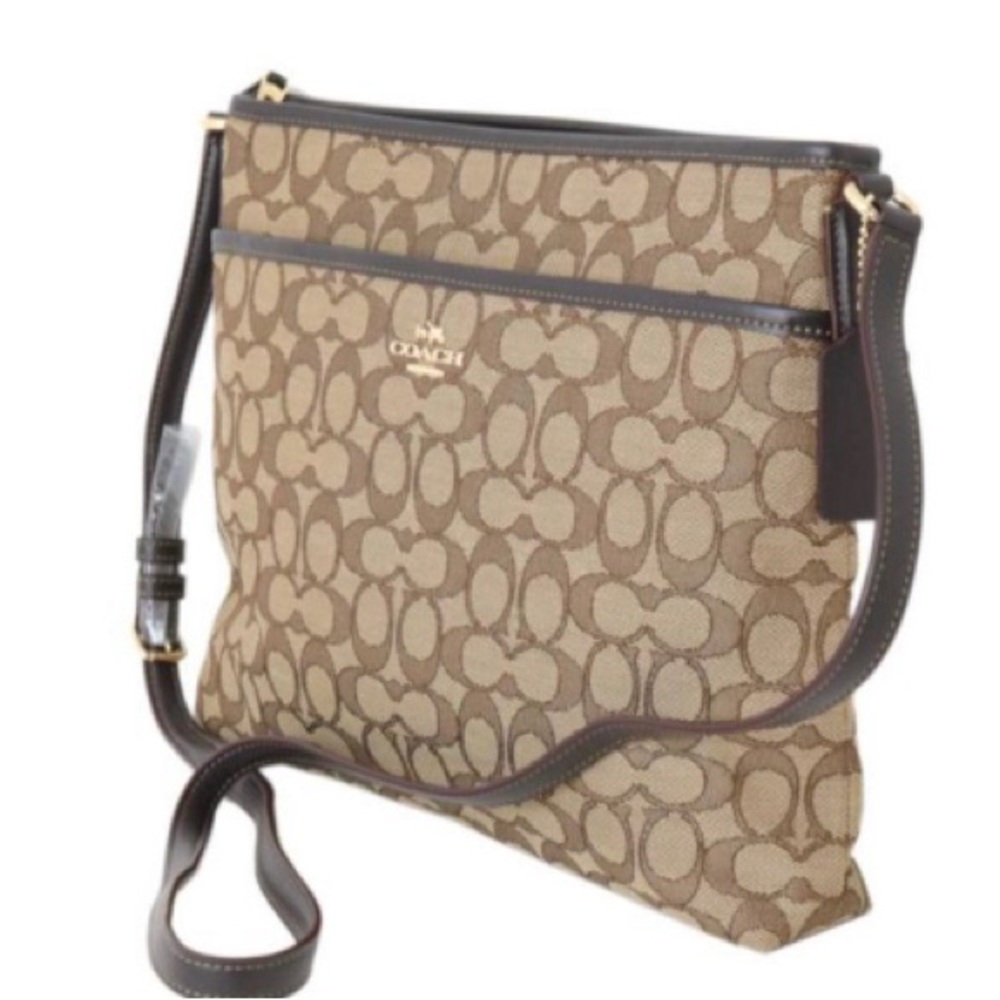 Coach Crossbody File Signature Canvas Zip Compatible Brown/ crossbody Bag